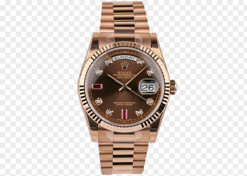 Watch Rolex Day-Date Gold Brown Diamonds PNG