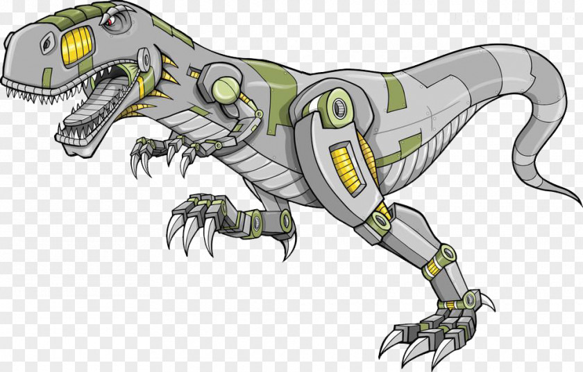 Mech Painted Cartoon Dinosaur Tyrannosaurus Triceratops Stegosaurus Robot PNG