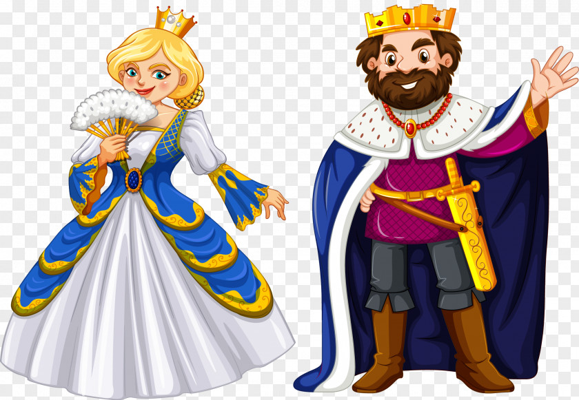 Vector Hand Painted King And Queen Cartoon Regnant Illustration PNG