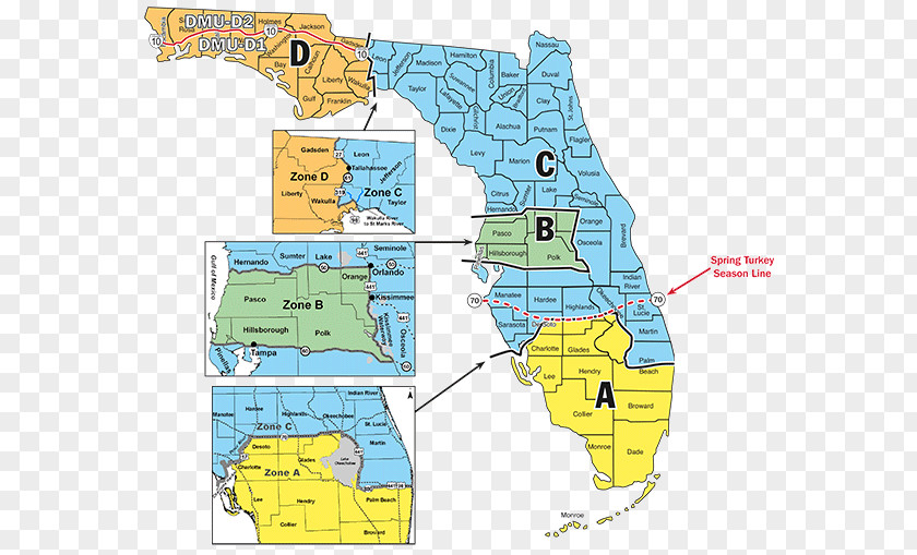 Map Florida Hunting Season Time Zone PNG