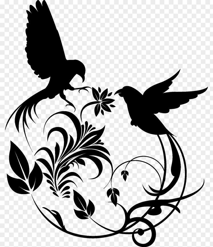 Swirl Artwork Hummingbird Floral Design PNG