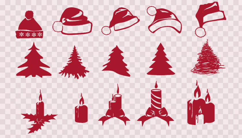 Red Christmas Creative Collection Tree Silhouette Photography Illustration PNG