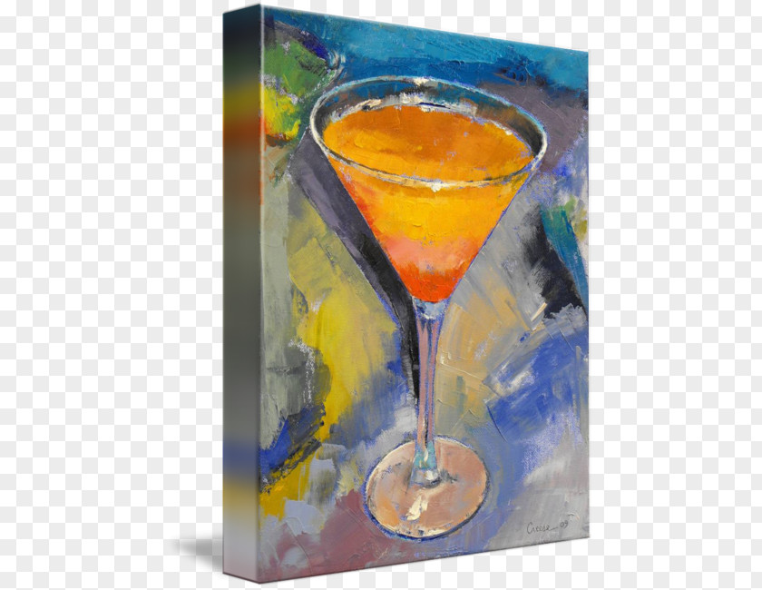 Watercolor Mango Cocktail Garnish Martini Sea Breeze Gallery Wrap PNG