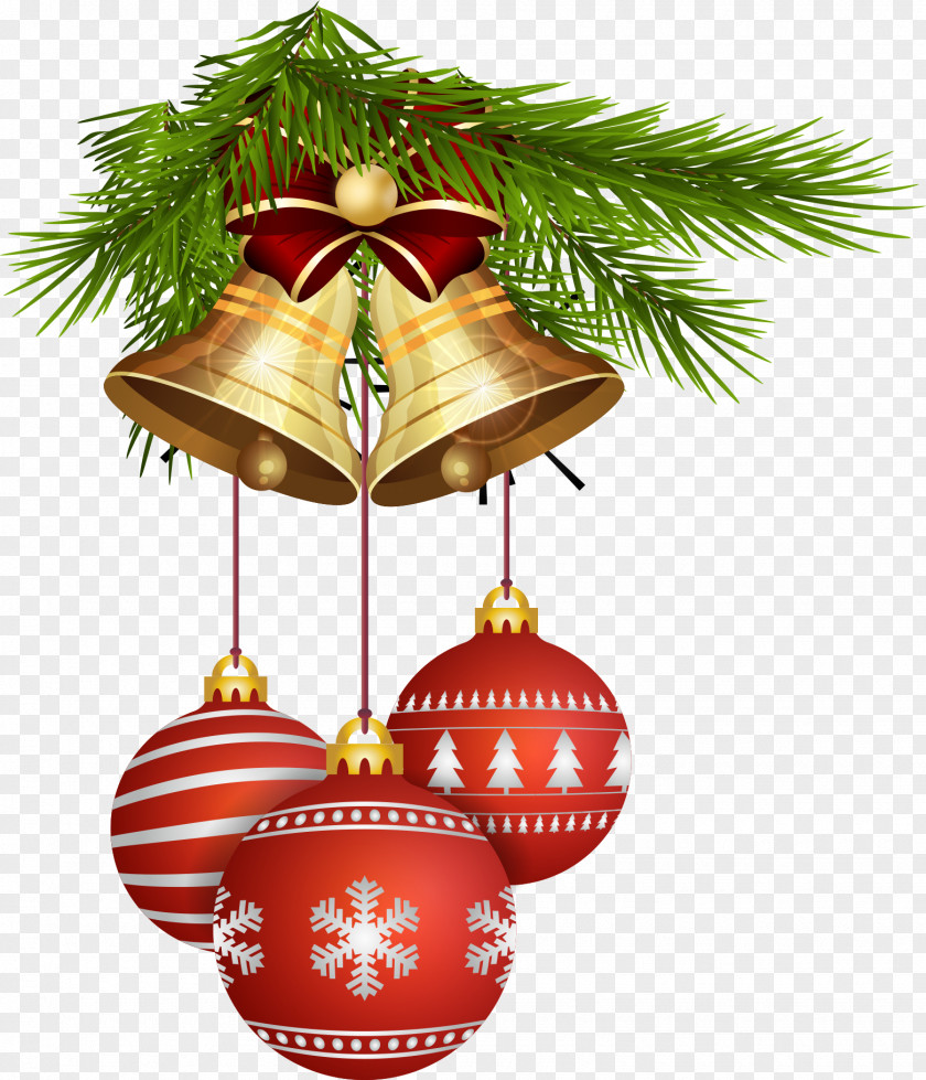 Christmas Bells And Balls Tree New Year Ornament Clip Art PNG