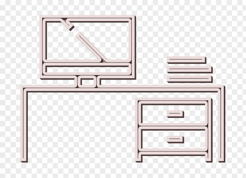 Desk Icon Office Space Line PNG