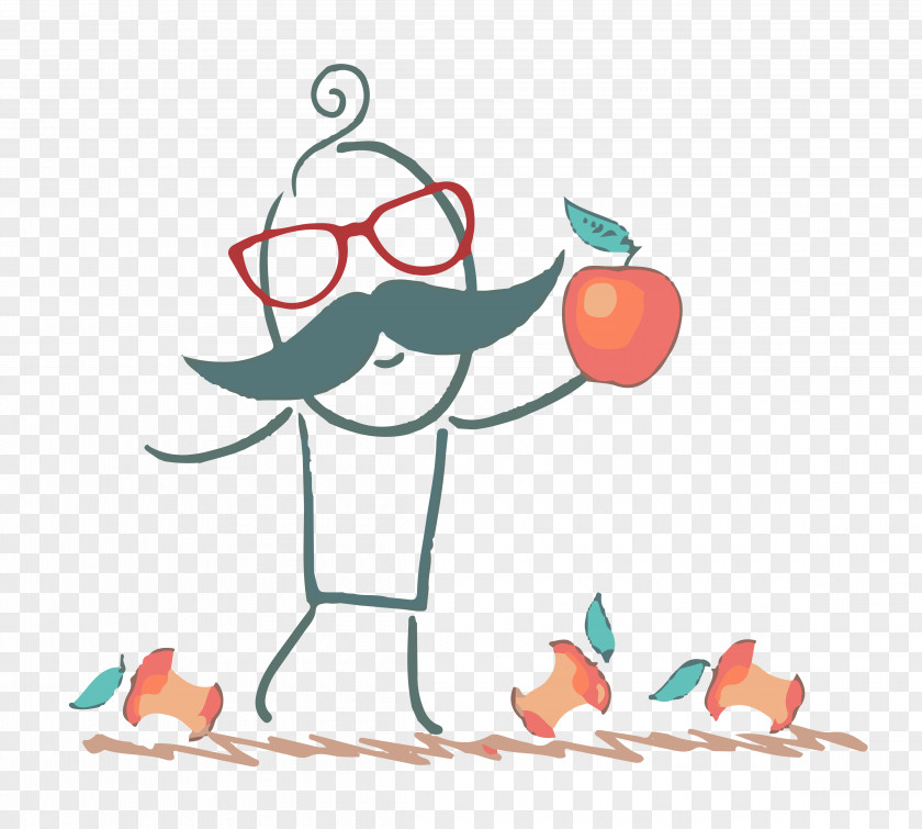 Hand-painted Cartoon To Eat Apple Villain Photography Royalty-free Illustration PNG