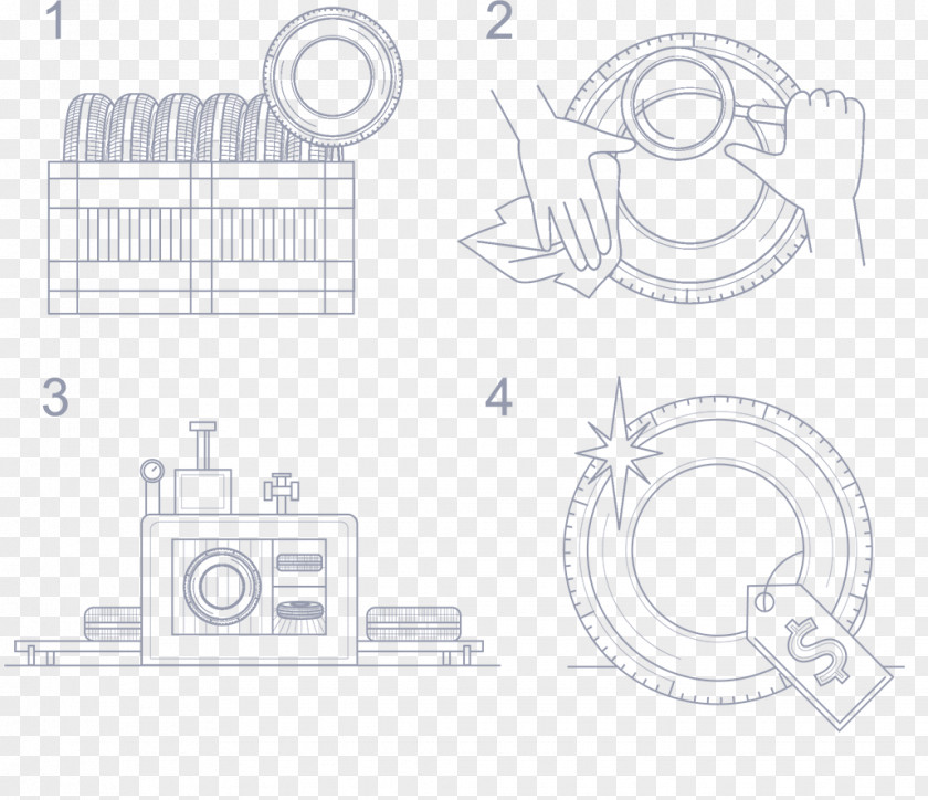 Used Tires For Road Sketch Line Art Product Design Cartoon Pattern PNG