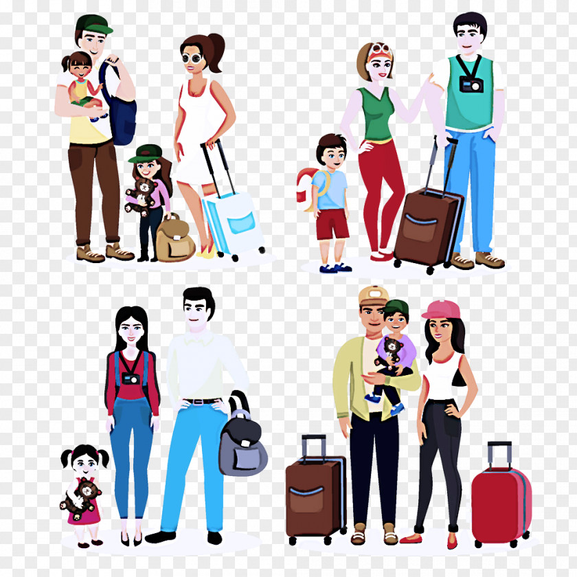 People Cartoon Standing Collage Style PNG