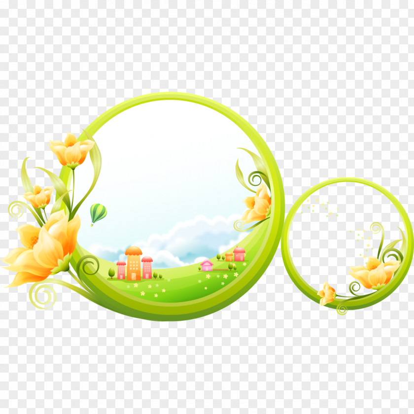 Exquisite Decorative Circular Green Background Illustration PNG