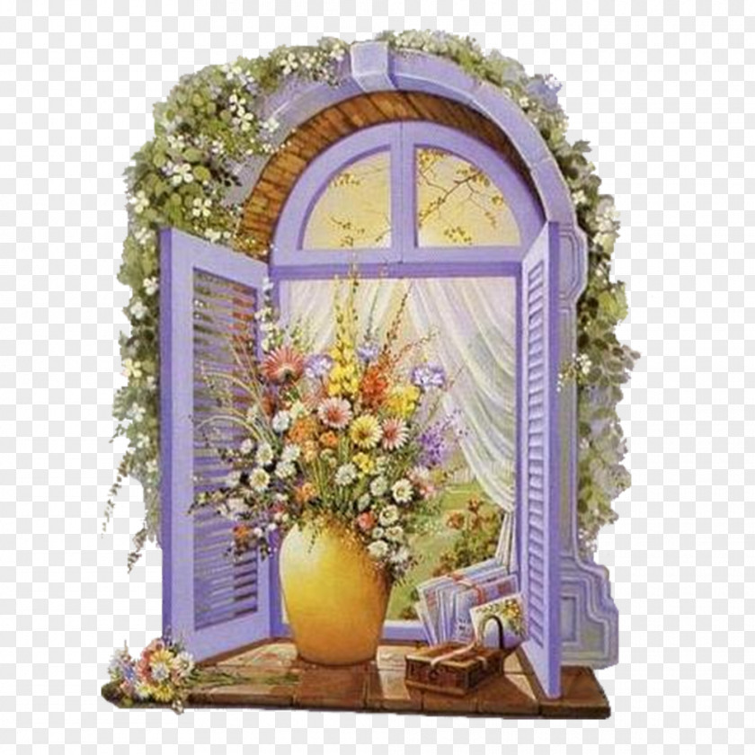 Dream Castle Windowsill Window Flower Sticker PNG
