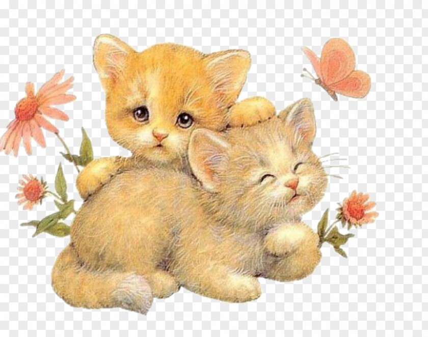 Two Kittens Hug Love Clip Art PNG