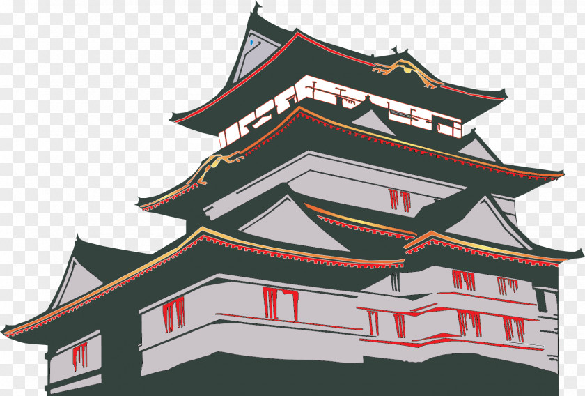 Vector Japanese Architecture House Clip Art PNG