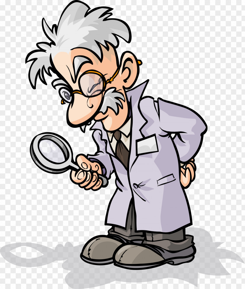 Scientist Magnifying Glass Cartoon Clip Art PNG