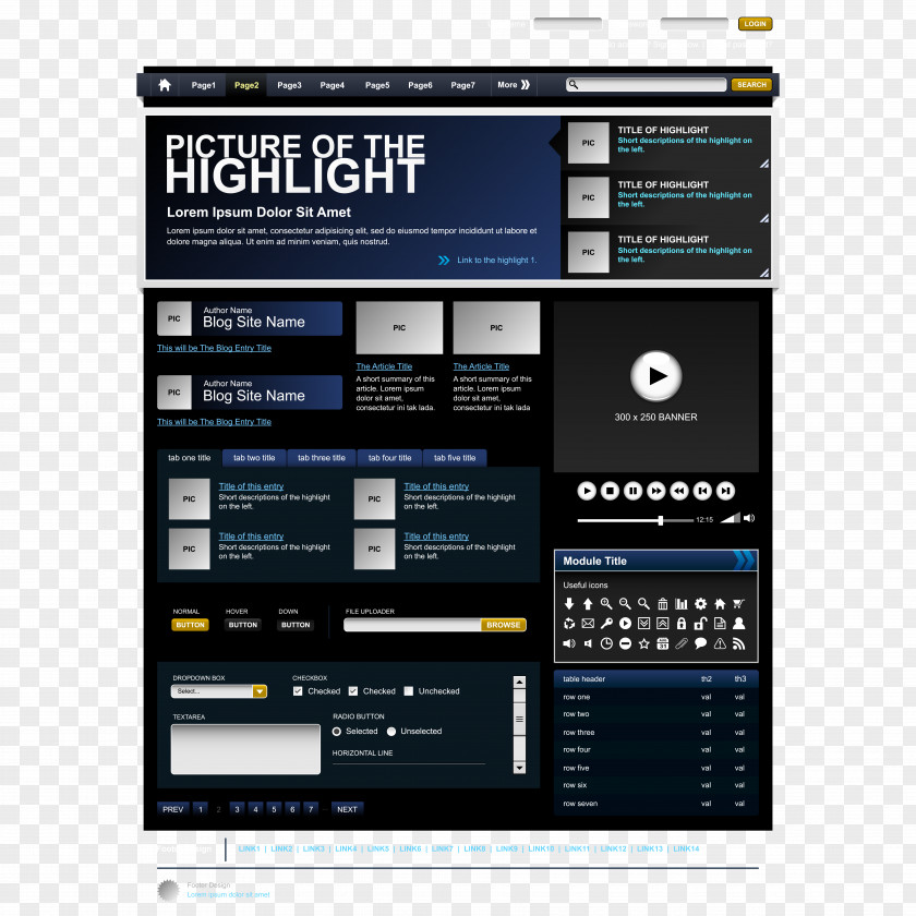 Black Exquisite Web Design Template Page PNG