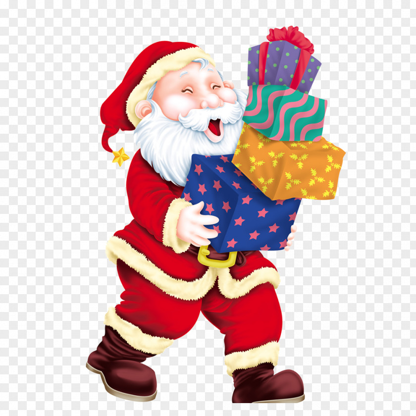 Santa Claus Holding A Gift Box Christmas Arcade Game PNG