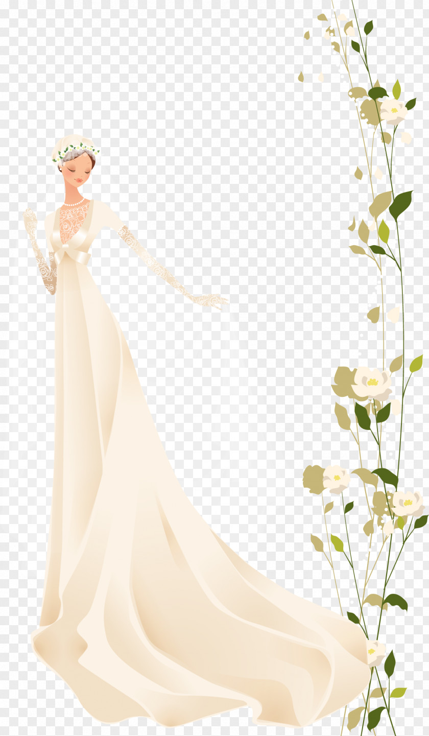 Vector Wedding Contemporary Western Dress Bride PNG