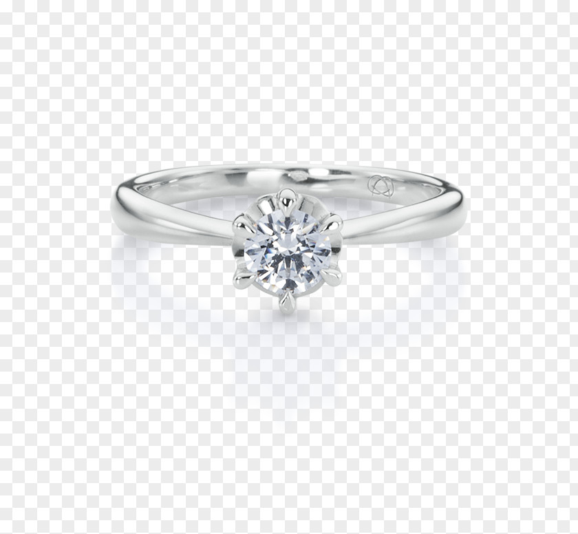 Round Light Emitting Ring Diamond Engagement Prong Setting PNG