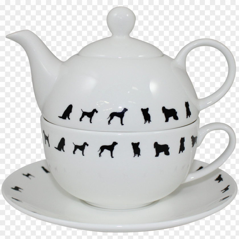 Chinese Bones Teapot Dog Saucer Porcelain PNG