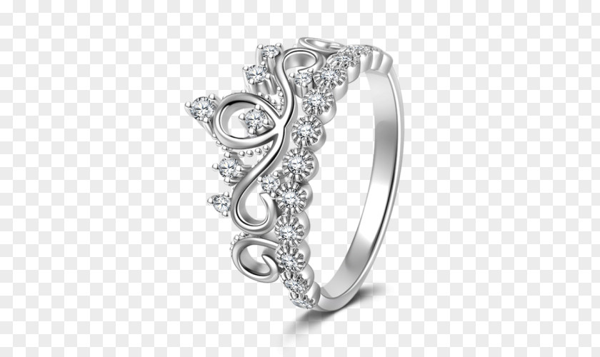 Silver Crown Wedding Ring Gift Jewellery PNG