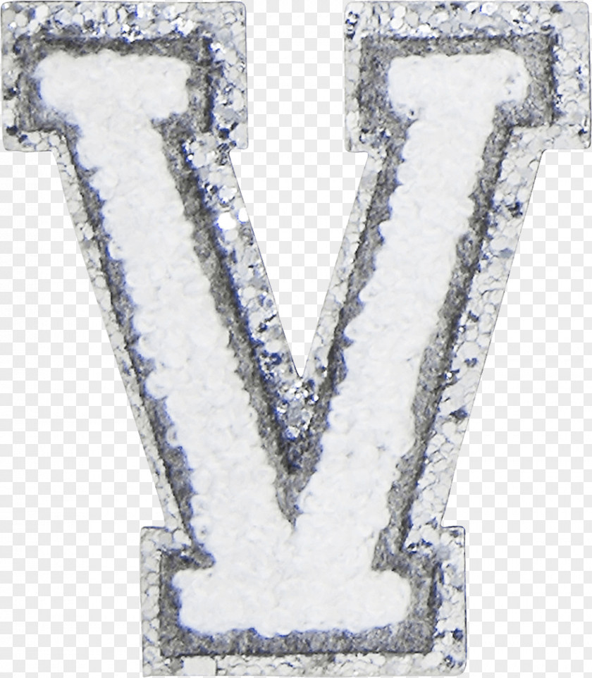 Silver Glitter Chandeliers Varsity Letter Team Chenille Fabric Font PNG
