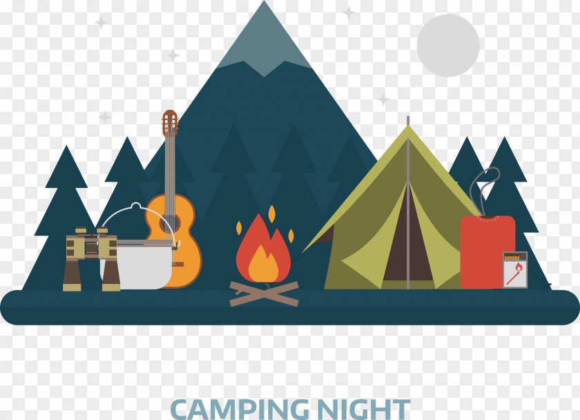 Vector Camping Flat Design PNG