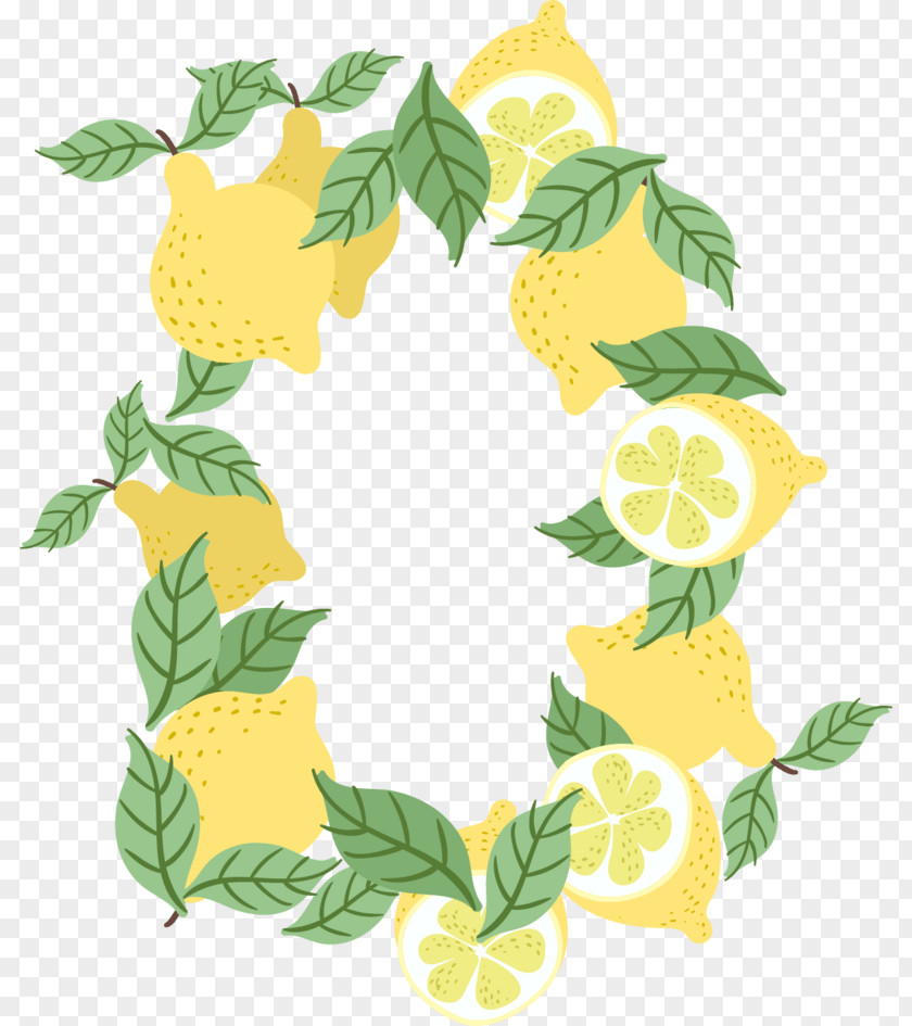 Yellow Border Lemon Design Image PNG