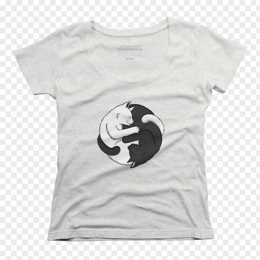 Yin Yang Cat T-shirt Clothing Sleeve Scoop Neck PNG