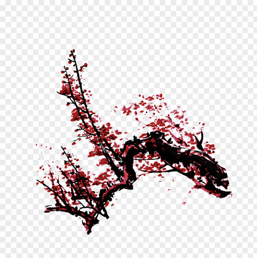 Ink Plum Blossom Chinese Painting PNG