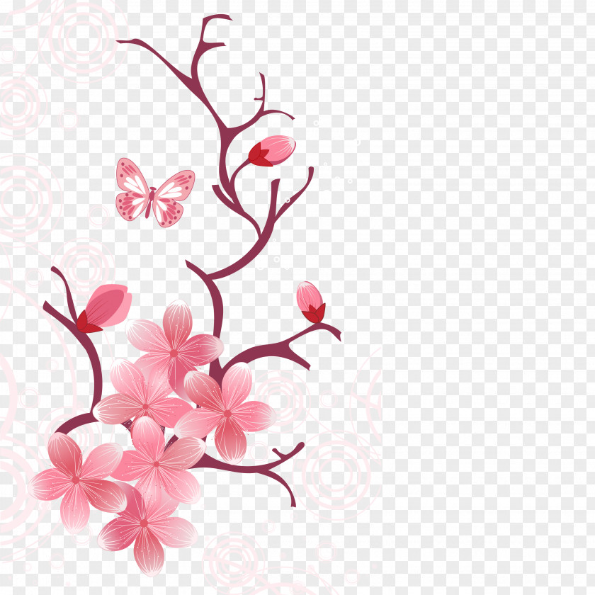 Spring New Pink Peach Vector Material Cherry Blossom Mobile Phone Wallpaper PNG