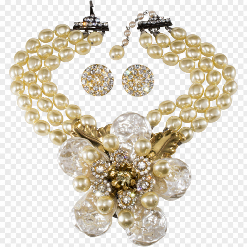 Jewellery Pearl Earring Brooch Necklace PNG
