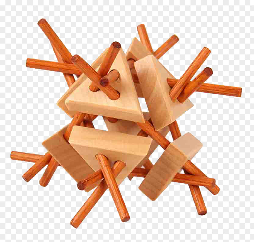 Luban Wood Lock Burr Puzzle Toy PNG