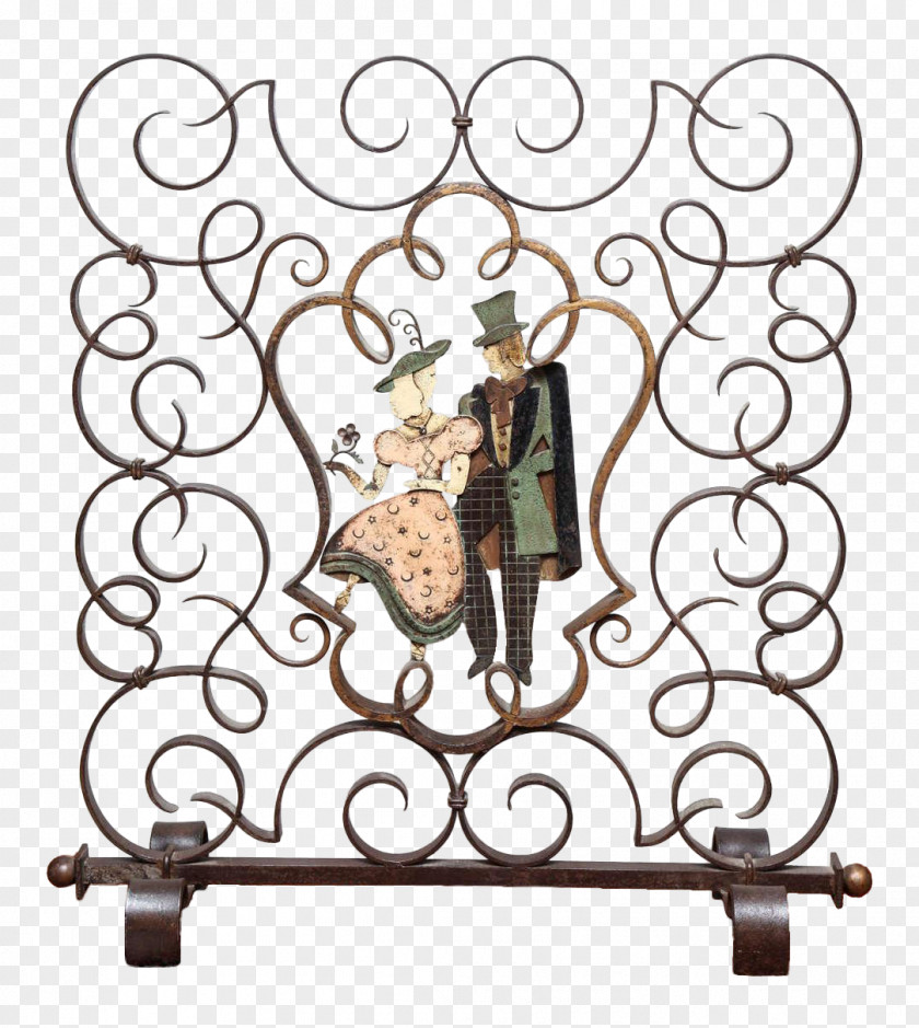 Art Deco Fire Screen Furniture Fireplace Decorative Arts Wrought Iron PNG