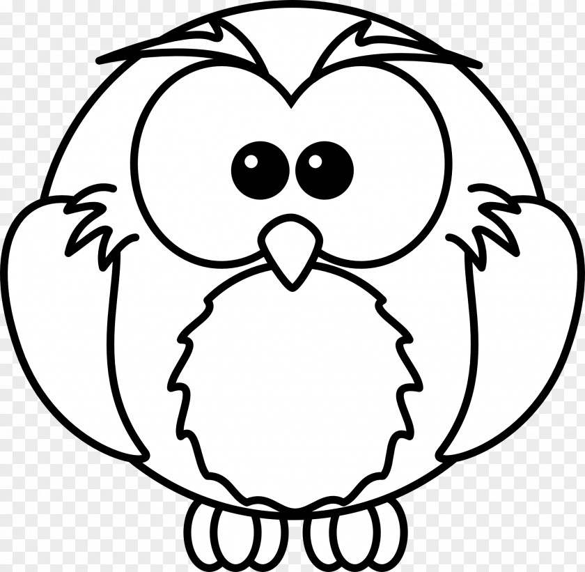 Cartoon Animal Clipart Black And White Owl Line Art Clip PNG