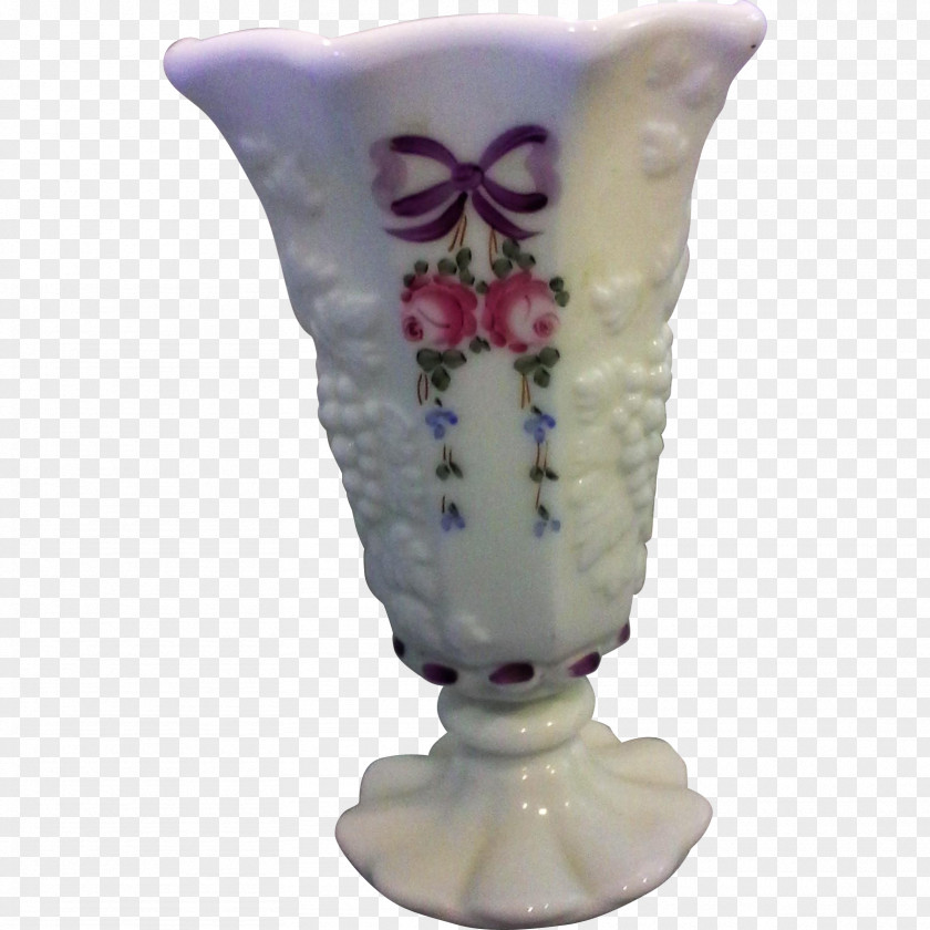 Hand Painted Grapes Ceramic Vase Glass Urn Artifact PNG