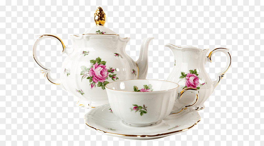 High Tea Set Teapot Coffee Cup Porcelain Teacup PNG