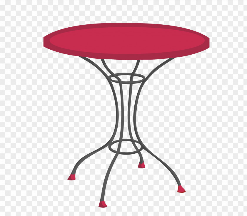 Red Circular Coffee Table Cartoon Cafe Bistro Nightstand Dining Room PNG