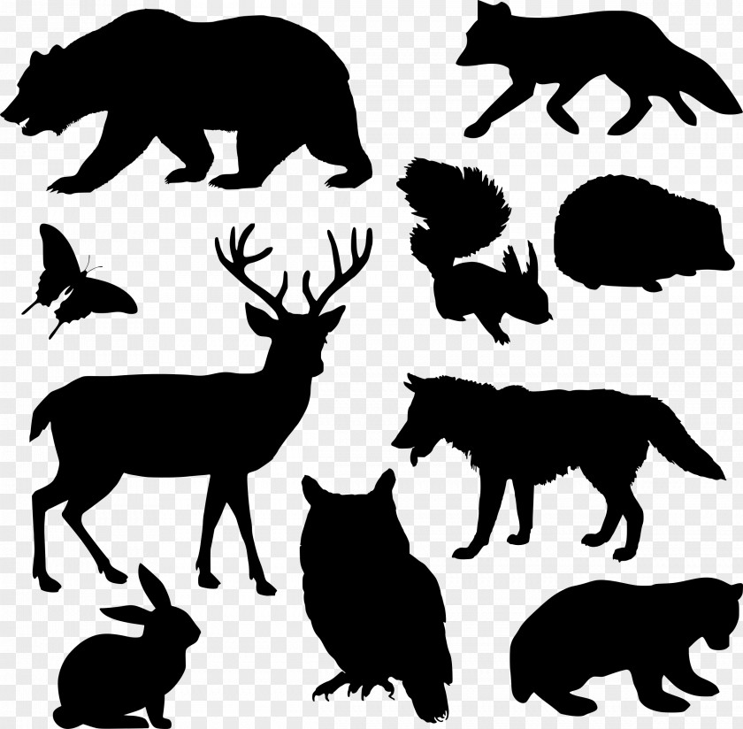 Animal Silhouettes Silhouette Deer Squirrel Woodland Clip Art PNG
