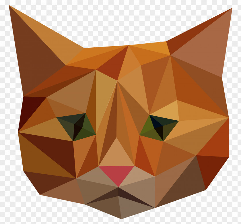 Diamond Kitty Cat Low Poly Illustration PNG