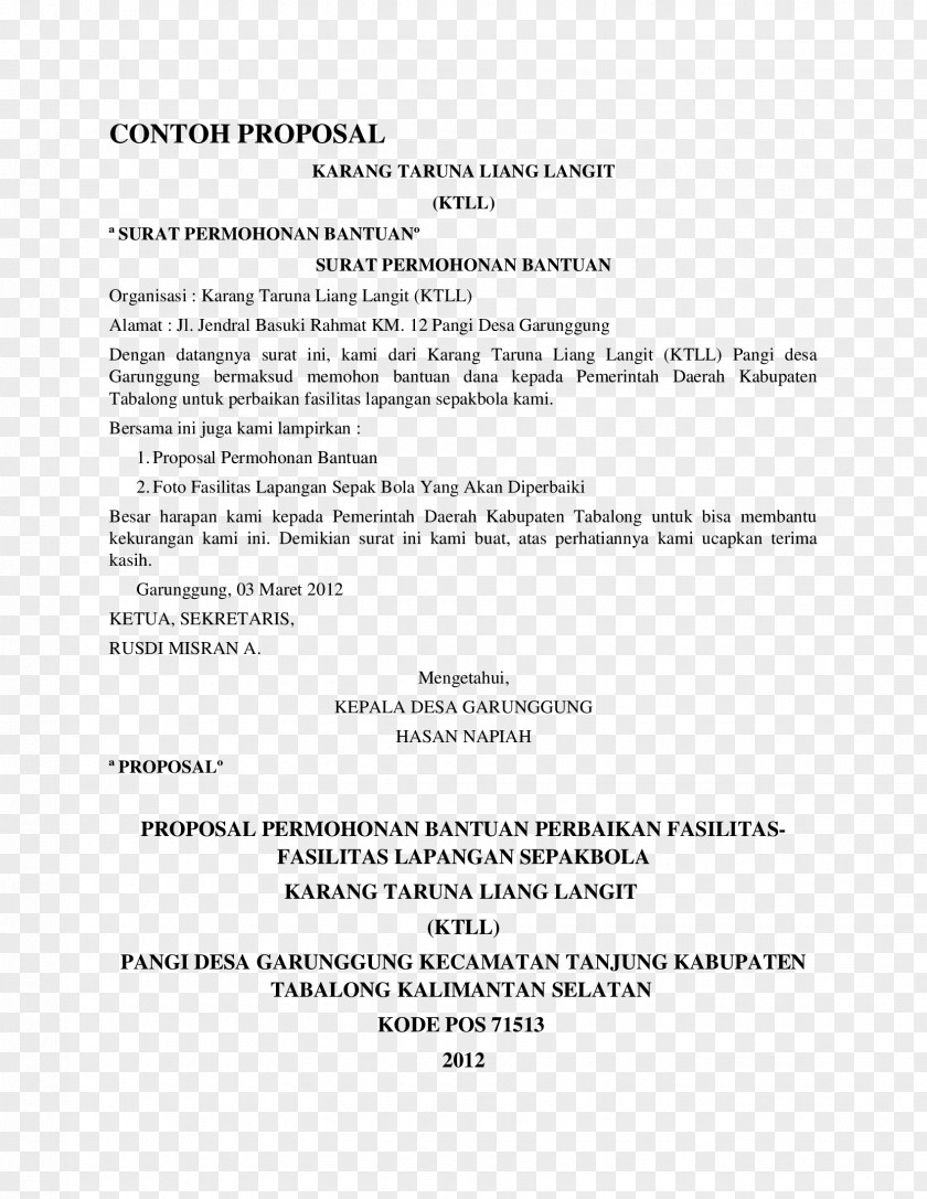 Karang Taruna Document Proposal Organization PNG