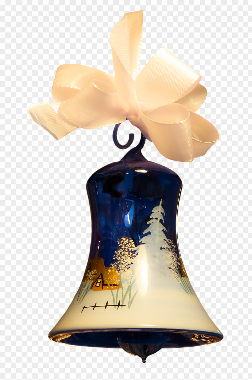 Beige Ribbon On A Blue Bell Download PNG