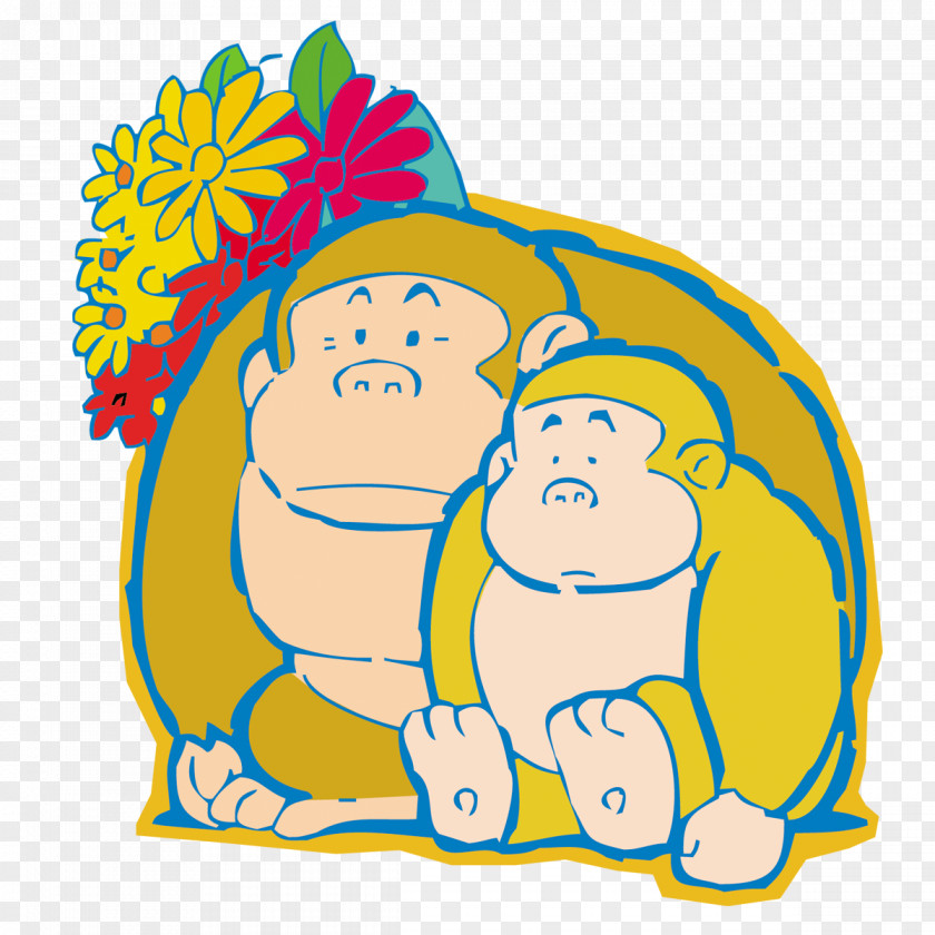 Flowers And Orangutans Gorilla Orangutan Illustration PNG