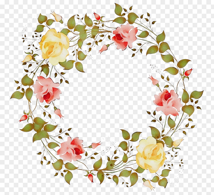 Prickly Rose Camellia Watercolor Wreath Flower PNG