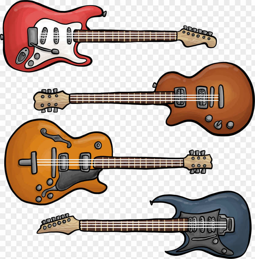 Hand-painted Rock Guitar Electric Bass Ukulele PNG