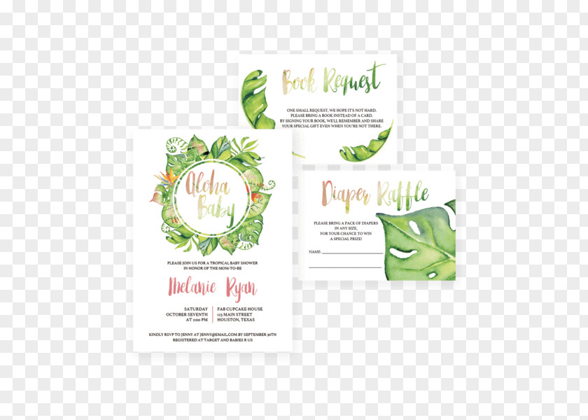 Tropic Leaf Wedding Invitation Baby Shower Infant Party PNG