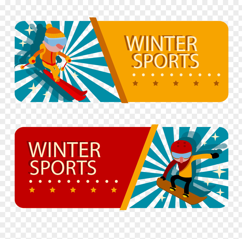 Color Banners Winter Sports Sport Skiing Clip Art PNG