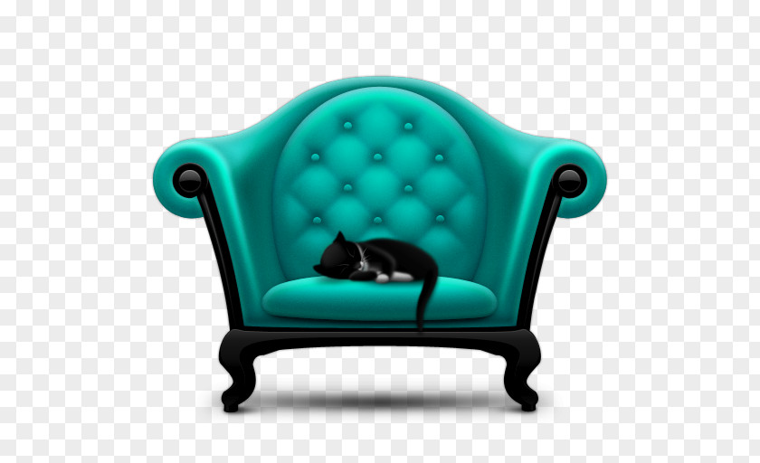 Blue Sofa Cat Couch Chair PNG