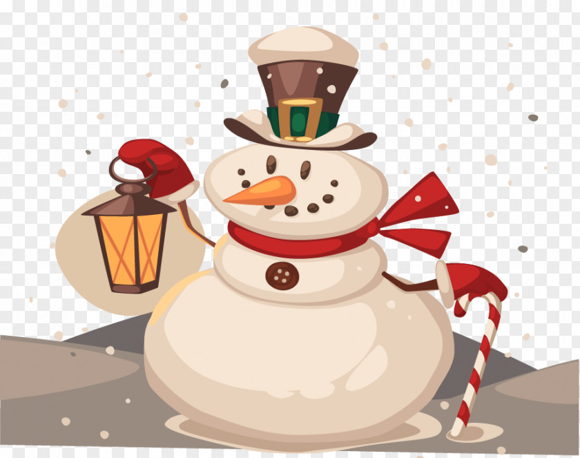 Christmas Snowman Cartoon Illustration PNG
