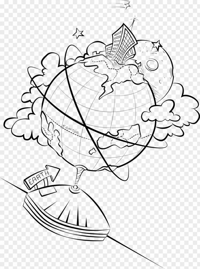 Creative Cartoon Line Art Earth Drawing PNG