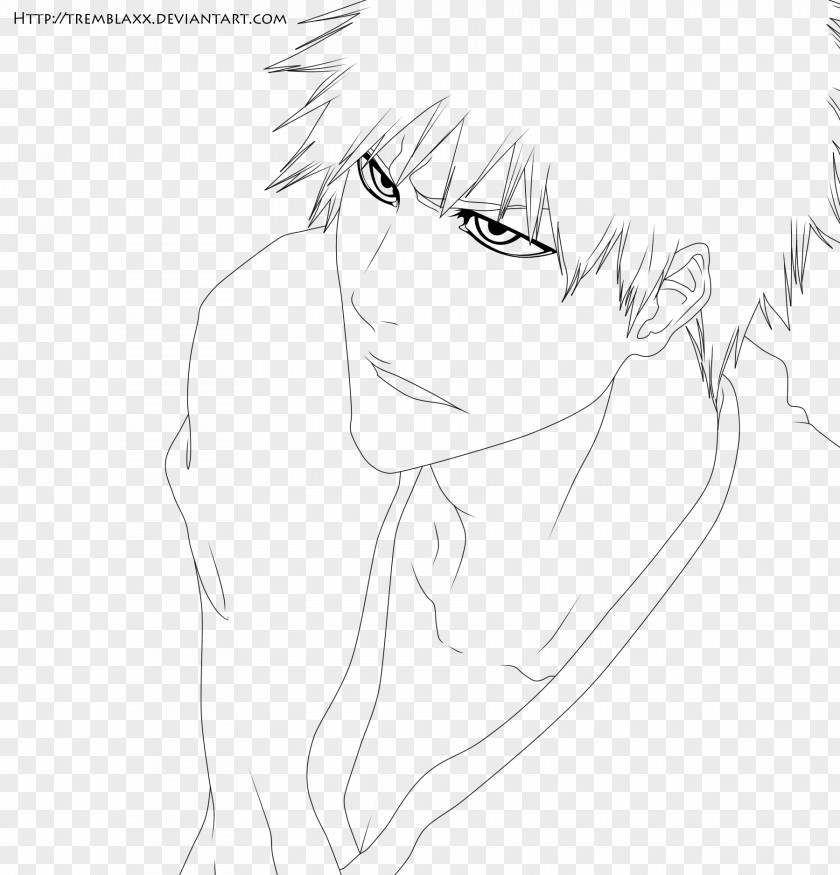 Ichigo Kurosaki Drawing Hair Arm Face Monochrome PNG