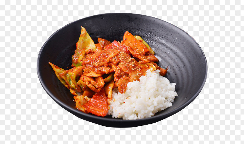 Spicy Pork Rice Bowl Red Curry Tteok-bokki Fried Gyu016bdon Korean Cuisine PNG